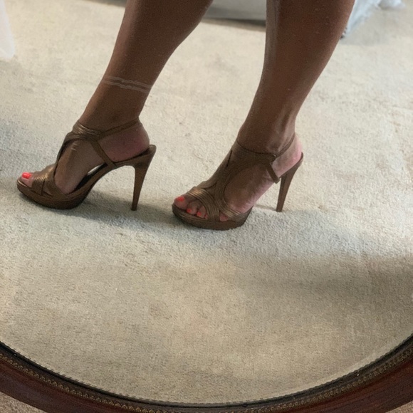 70s inspired DVF LUNA BRONZE HEELS - Picture 3 of 8